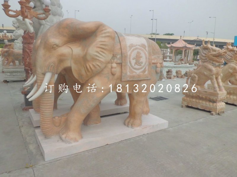 如意象石雕，晚霞紅動物雕塑