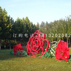 不銹鋼牡丹花雕塑，不銹鋼烤漆雕塑