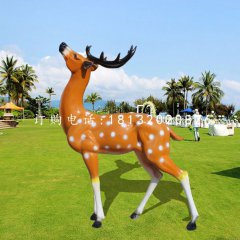 玻璃鋼仿真梅花鹿，玻璃鋼動物雕塑