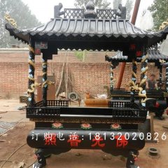 方形鐵香爐雕塑，寺廟鐵香爐雕塑
