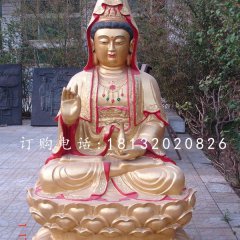觀音銅雕，彩繪觀世音銅雕