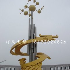 不銹鋼龍騰雕塑，不銹鋼企業雕塑
