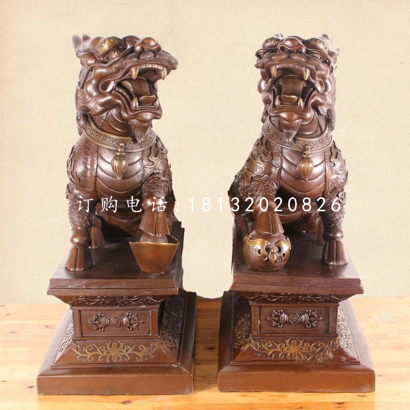 踩球麒麟銅雕，古代神獸銅雕 (3)