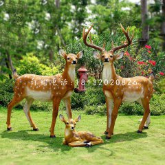 仿真梅花鹿雕塑，玻璃鋼動物雕塑
