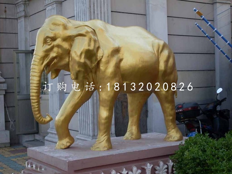 玻璃鋼仿銅大象，門口大象雕塑