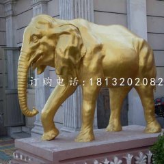 玻璃鋼仿銅大象，門口大象雕塑