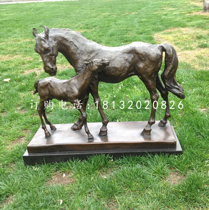 母子馬銅雕，公園銅雕馬
