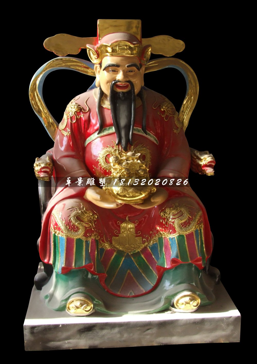文財神雕塑，玻璃鋼彩繪神仙雕塑.jpg
