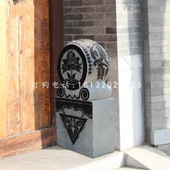 門墩石雕，青石抱鼓石