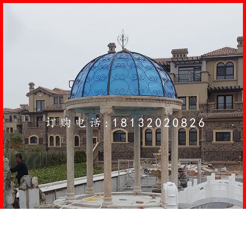 圓頂涼亭石雕，公園石雕亭子.jpg