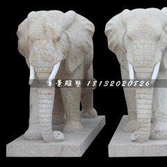 大象石雕，大理石大象雕塑
