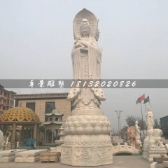 三面觀音石雕佛像，石頭觀音菩薩雕塑
