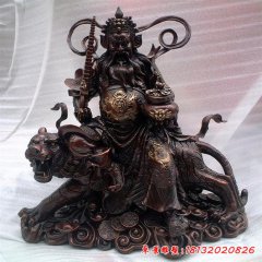 銅財神雕塑，財神騎虎銅雕