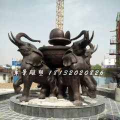 大象銅雕，公園大象噴泉雕塑