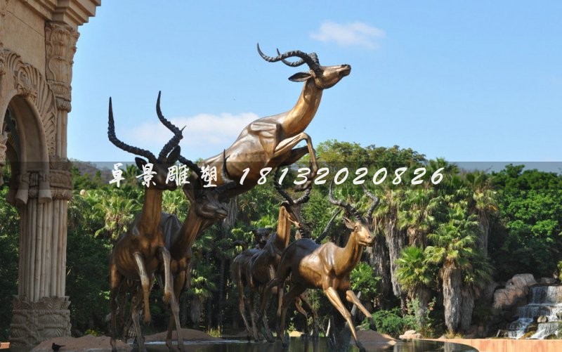 羚羊銅雕，景觀動物雕塑