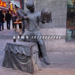 變魔術人物銅雕，步行街小品雕塑