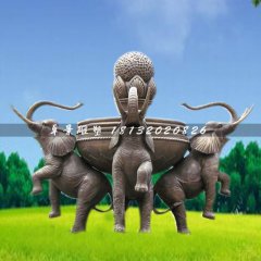 大象噴泉銅雕，公園動物噴泉銅雕