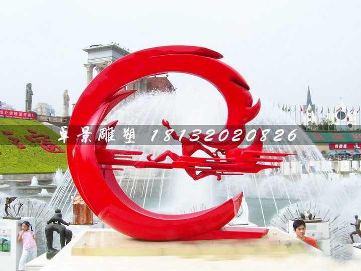 夸父追日雕塑，廣場不銹鋼雕塑