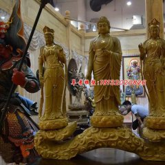 玻璃鋼東方三圣雕塑，玻璃鋼佛像雕塑