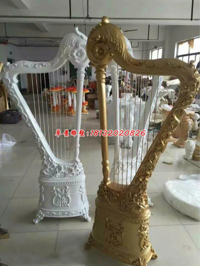 玻璃鋼豎琴雕塑，玻璃鋼仿真雕塑
