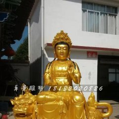 玻璃鋼文殊菩薩雕塑，鎏金佛像雕塑