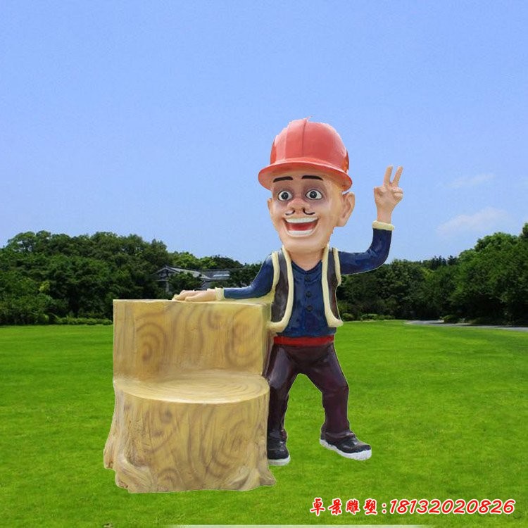 光頭強雕塑，玻璃鋼卡通人物雕塑