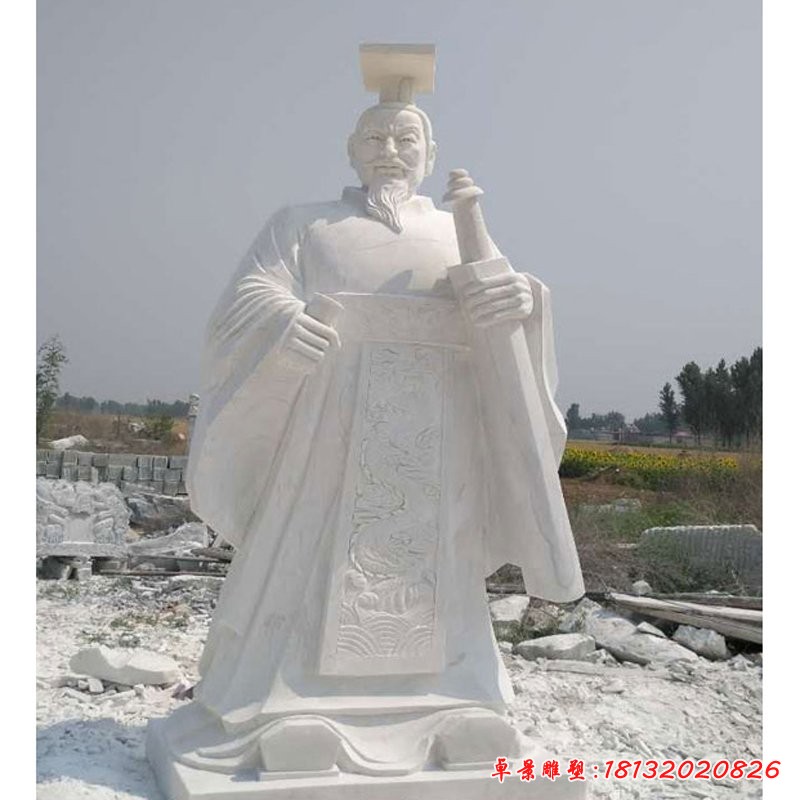 漢白玉秦始皇石雕，古代人物石雕